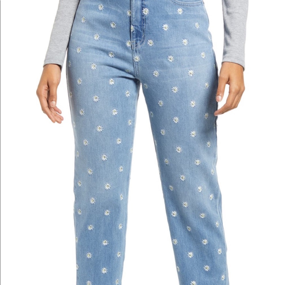 Embroidered mom jeans